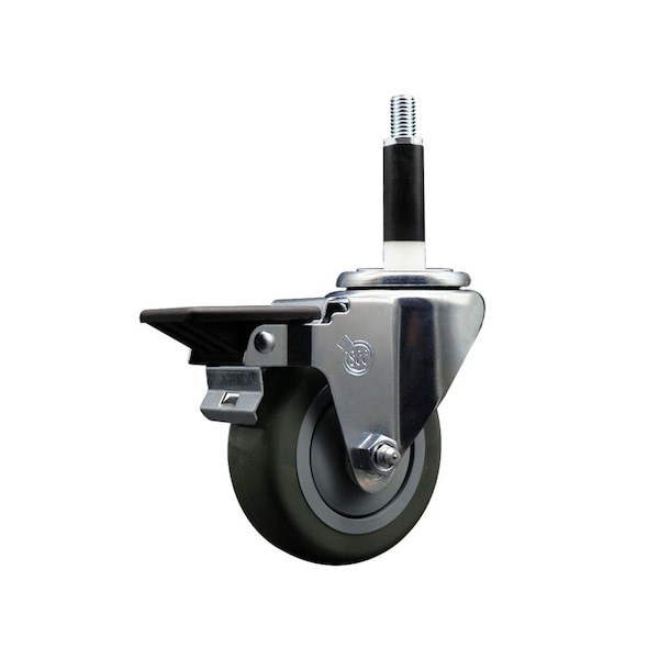 3.5'' Gray Poly Swivel 7/8'' Expanding Stem Caster with Brake